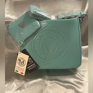 Teal Shoulder Bag with small wallet Valentino Orlandi